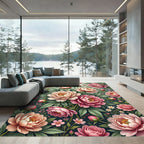 Botanical Peony Bloom Watercolor Garden Rug
