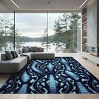 Electric Blue Serpent Scale Wave Rug