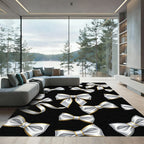 Elegant White Bows on Black Rug