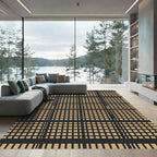 Rustic Tan Grid Lines Rug