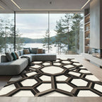 Geometric Brown Honeycomb Architectural Rug