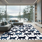 Whimsical Silhouette Black Cat Wallpaper Rug