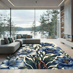 Majestic Blue Lily Garden Arrangement Rug