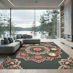 Pink Floral Pocket Watch Medallion Rug