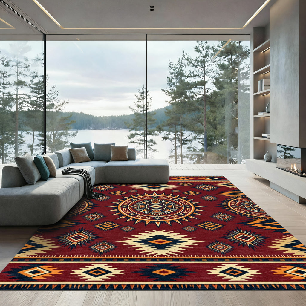 Sunset Terracotta Southwestern Geometric Medallion Rug