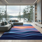 Abstract Sunset Ocean Wave Stripes Rug
