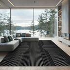 Monochrome Vertical Stripe Hexagon Illusion Rug