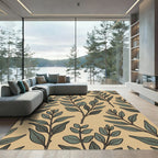 Earthy Green Eucalyptus Leaf Tapestry Rug