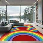 Vibrant Rainbow Arc Overlay Rug