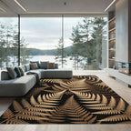 Golden Fern Foliage Background Rug