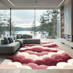 Ethereal Crimson Cloud Layered Abstract Rug