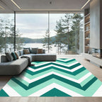 Teal Mint Chevron Geometric Stripe Rug