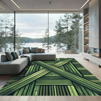 Shaded Emerald Cross Striped Geometric Rug