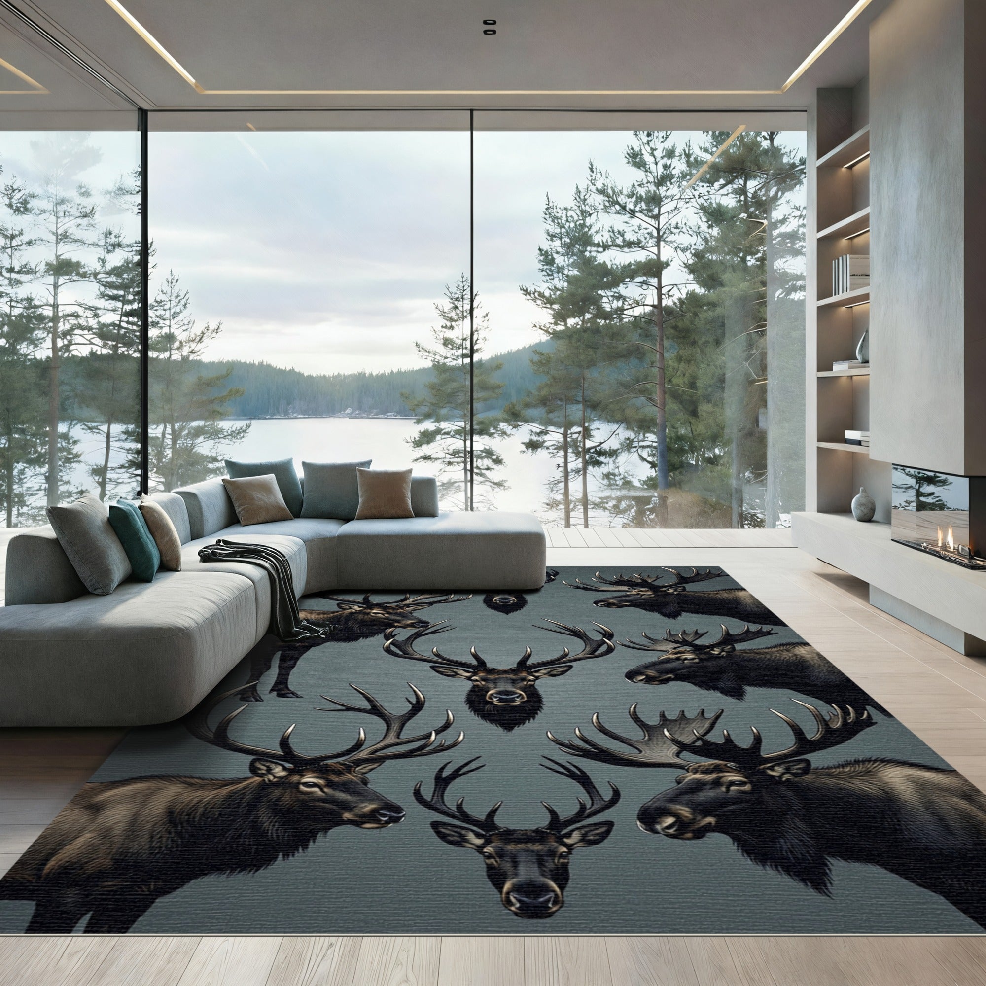 Majestic Stag Wildlife Composition Rug