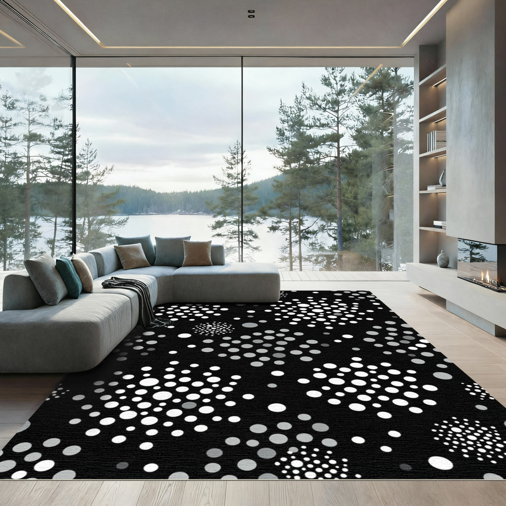 Monochromatic Polka Dot Cluster Arrangement Rug