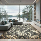 Elaborate Gray Scrollwork Floral Rug