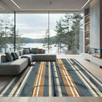 Vertical Stripe Canvas Look Rug