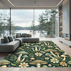 Sage Green Mushroom and Daisy Meadow Rug