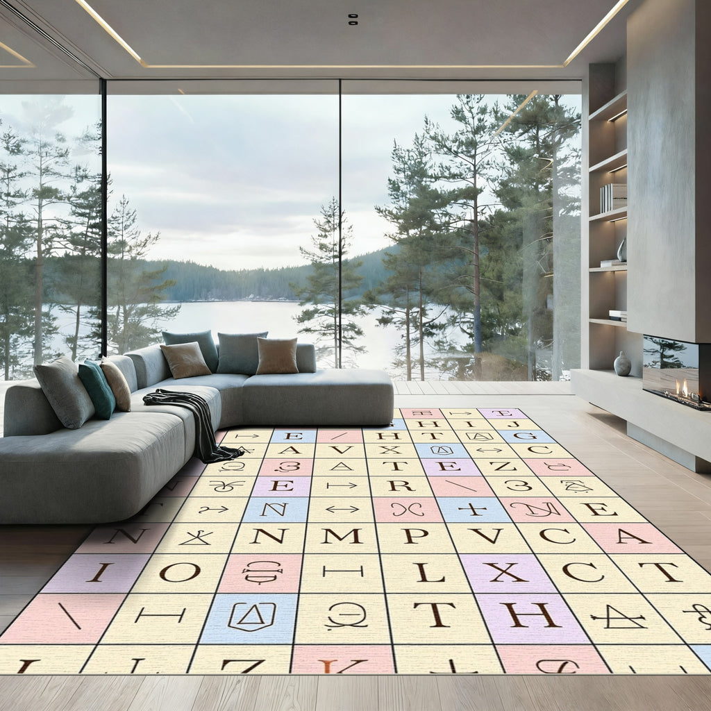 Grid Of Letters Symbols Shapes Rug