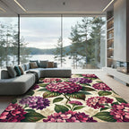 Elegant Magenta Hydrangea Floral Bouquet Rug