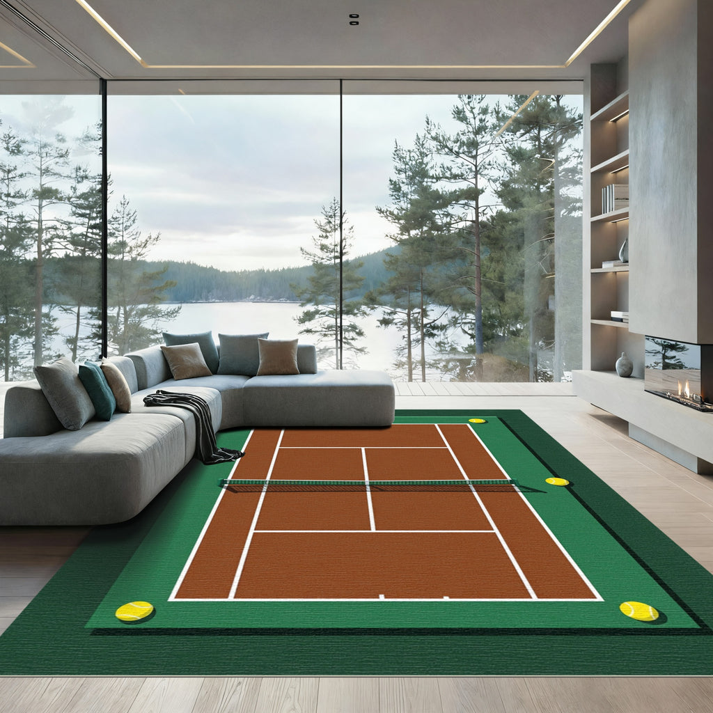 Clay Court Tennis Aerial View Rug