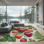 Romantic Strawberry Botanical Orchard Illustration Rug