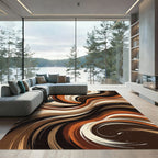 Earthy Swirl Abstract Flow Rug