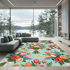 Whimsical Pink Coral Tulip Bouquet Rug