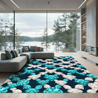 Aqua White Gemstone Chain Rug