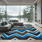 Modern Blue and Bronze Chevron Arrow Rug