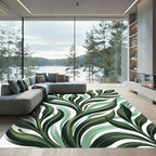 Deep Green Lush Foliage Swirl Rug
