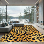 Golden Leopard Spot Radial Medallion Rug