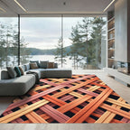 Warm Orange Woven Intersecting Bands Rug