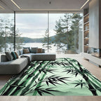 Emerald Green Bamboo Forest Grove Rug