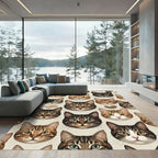 Whimsical Brown Tabby Cat Portrait Rug
