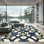 Navy and Beige Clover Trellis Area Rug
