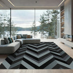 Modern Slate Gray Chevron Geometric Rug