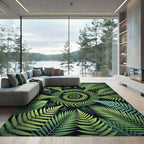 Lush Green Tropical Spiral Fern Rug
