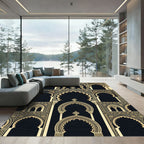 Gold Archway Black Geometric Ornate Rug