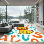Cute Yellow Lion Alphabet Background Rug