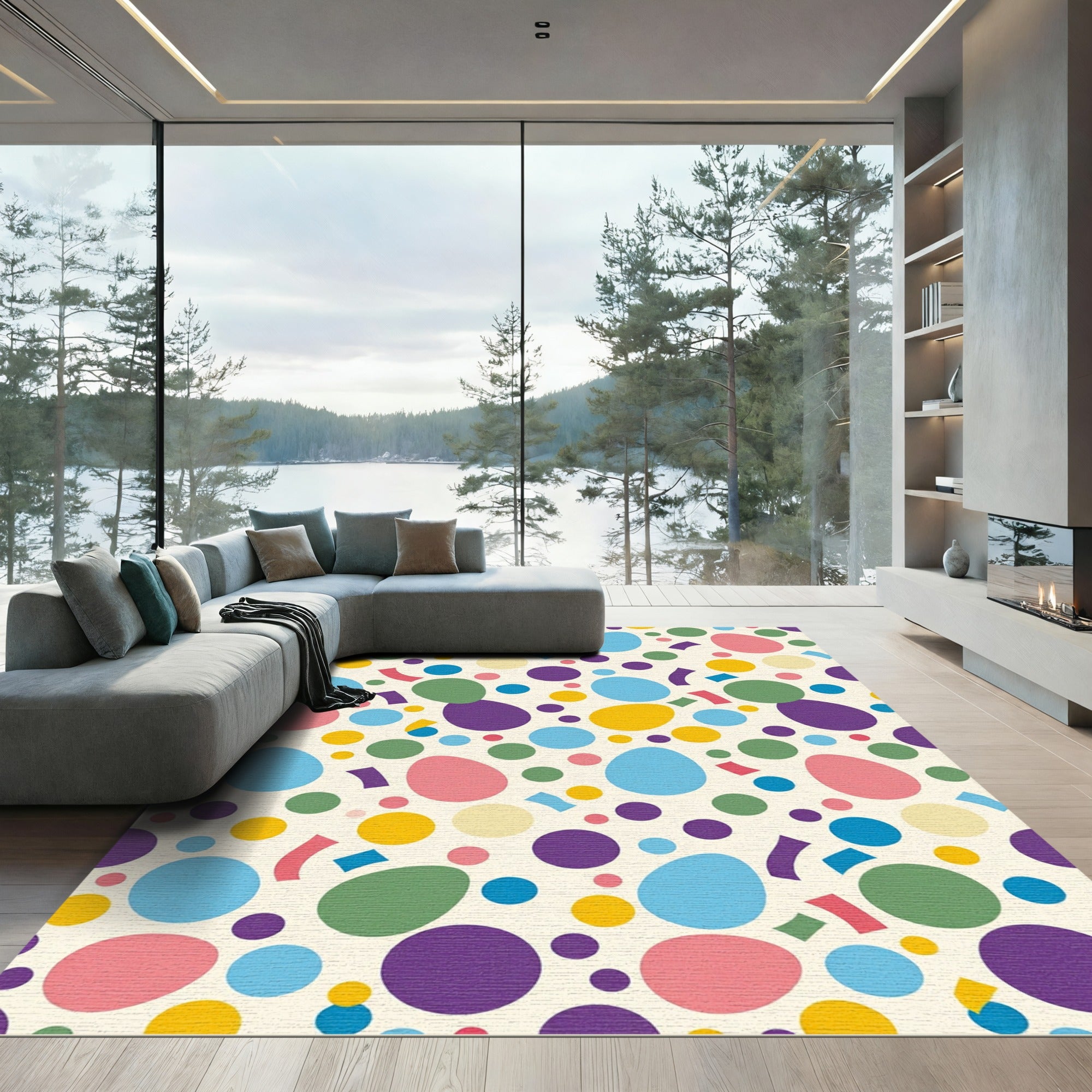 Playful Multicolored Easter Egg Confetti Rug