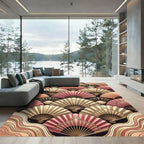 Elegant Pink Gold Fan Arrangement Rug