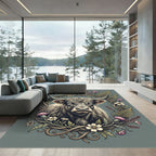 Highland Cow Floral Thistle Meadow Rug