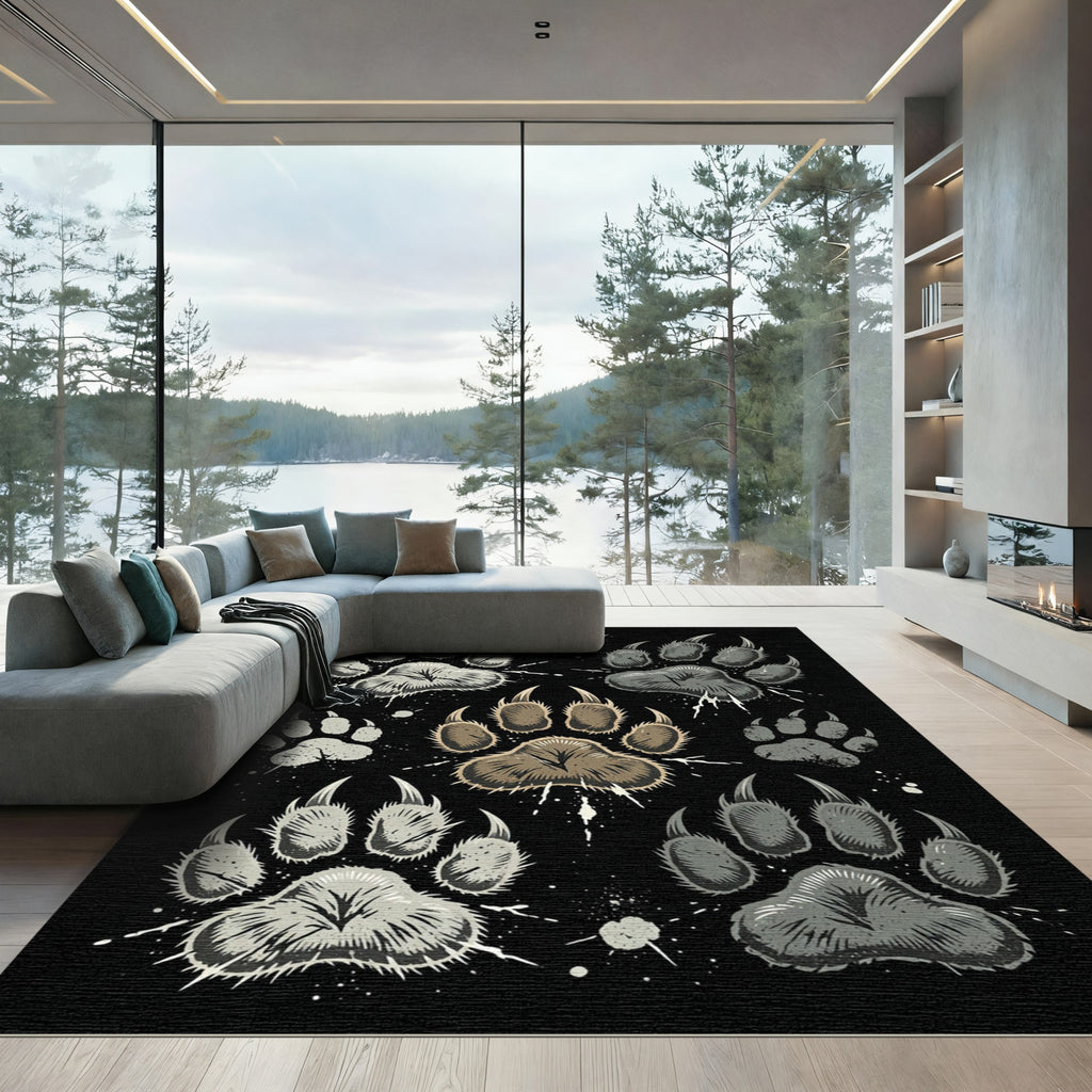 Gray Brown Claw Marks Arrangement Rug