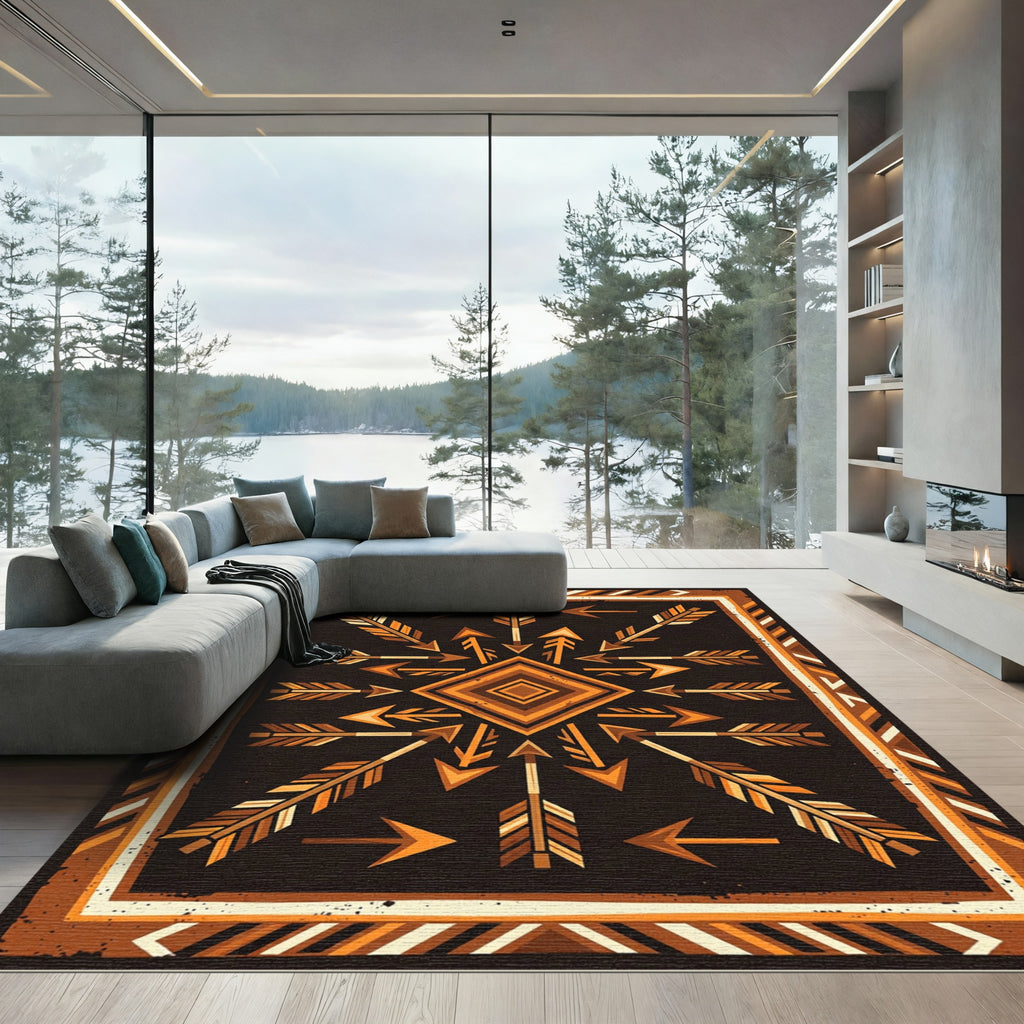 Earthy Geometric Arrow Diamond Rug