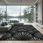 Sophisticated Art Deco Monochrome Shell Rug