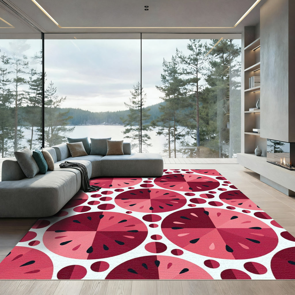 Abstract Red Pink Watermelon Slices Rug