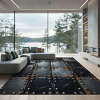 Industrial Steel Riveted Metal Grid Rug