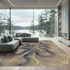 Navy Blue Organic Contour Line Rug