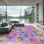 Purple Wildflower Meadow Floral Rug